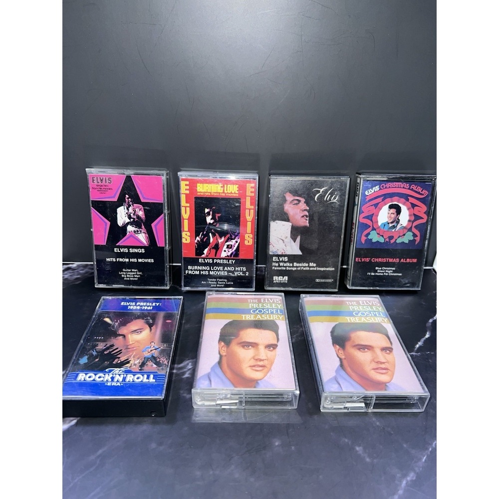 Vintage Lot Of 7 Elvis Presley Cassette‎ Tapes Burning Love Gospel Movie Hits